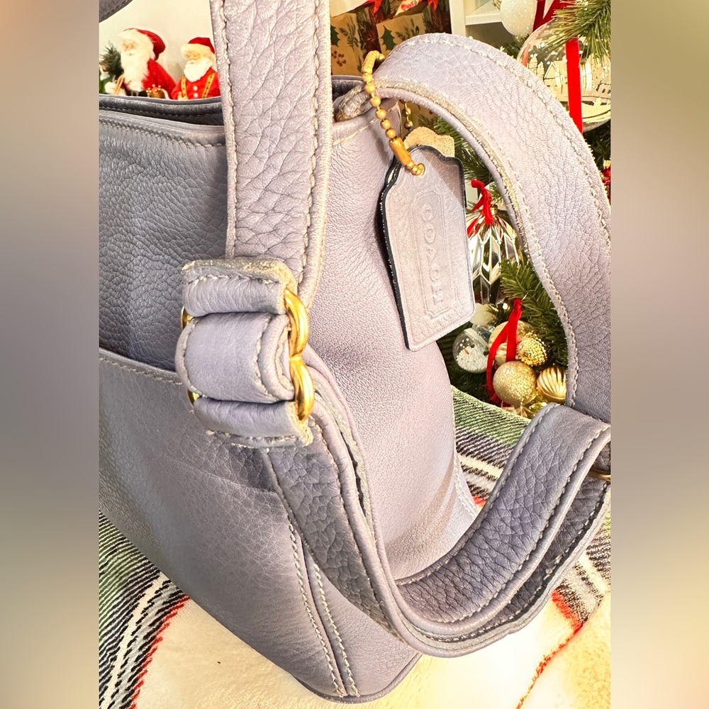 COACH Vintage Sonoma Pocket Zip Natural Grain Leather-Periwinkle - Picture 10 of 15
